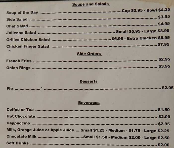 Page 3 of menu, Knack's Parkview Cafe in Niagara Falls, NY