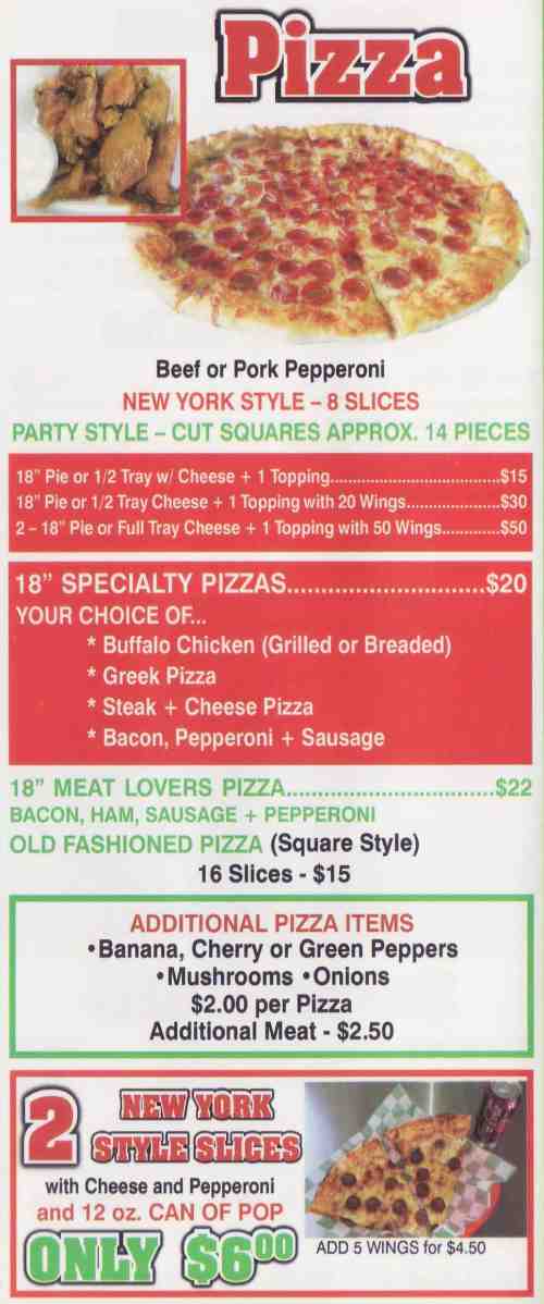 Page 4 of menu, Marino's Subs Niagara Falls, NY